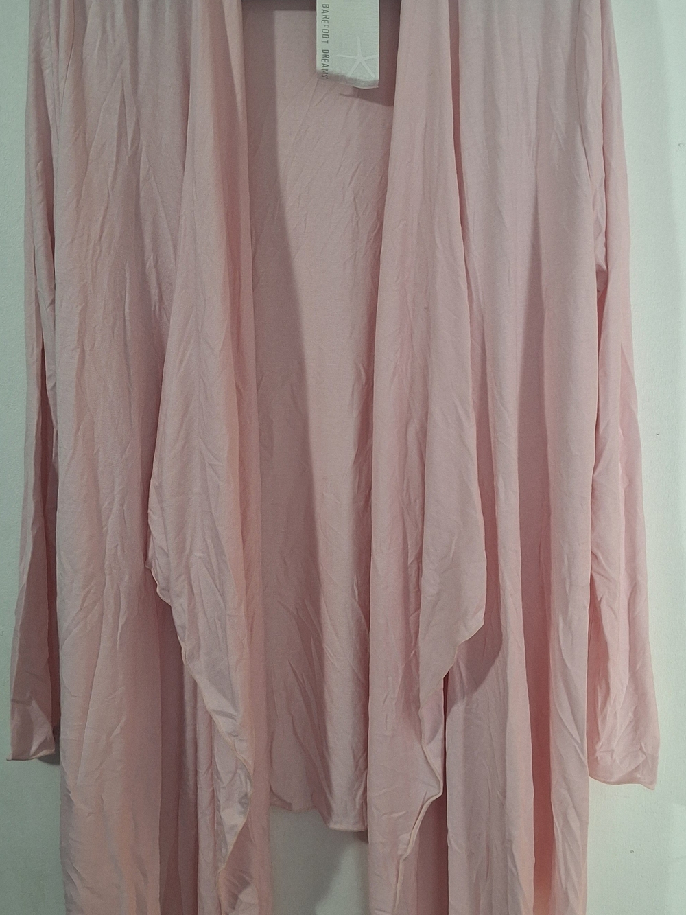 Barefoot Dreams Lightweight Asymmetrical Wrap Cardigan in Pale Pink